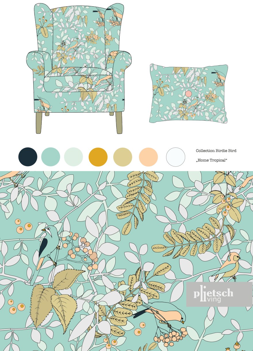 moodboard pflanzen und vogel grün